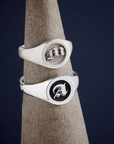 Gothic Initial Round Silver Signet Ring