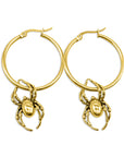 Gold Orb Weaver Spider Hoop Earrings