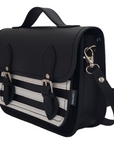 Leather Midi Satchel - Gothic Striped White & Black