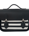 Leather Midi Satchel - Gothic Striped White & Black