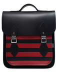 Handmade Leather City Backpack - Gothic Striped Red & Black