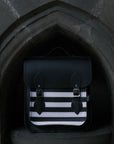 Handmade Leather City Backpack - Gothic Striped White & Black