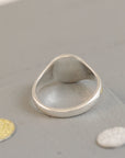 Gothic Initial Round Silver Signet Ring