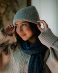 Plush Gray Alpaca Beanie Hat