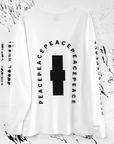 Luxury relaxed fit white long sleeve with matte black graphics, premium 200 gsm organic cotton fabric, handcrafted limited edition by WWOOLLFF CO. at brixbailey.com