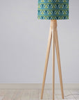 Green and Blue Drum Lampshade, Art Deco Design Shade for Table, Floor or Ceiling Pendant Light