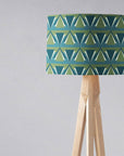 Green and Blue Drum Lampshade, Art Deco Design Shade for Table, Floor or Ceiling Pendant Light