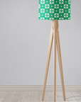 Green and White Drum Lampshade, Victorian Tiles Design Shade for Table, Floor or Ceiling Pendant Light