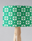 Green and White Drum Lampshade, Victorian Tiles Design Shade for Table, Floor or Ceiling Pendant Light