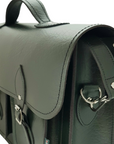 Twin Pocket Executive Handmade Leather Satchel - British Racing Green
