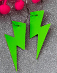Green neon cork lightning earrings