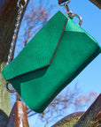 Handmade Green Leather Envelope Bag