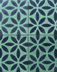 Premium Oasis Cement Tile in yellow and blue, luxury handcrafted vintage-inspired floor and wall tiles, timeless elegant bathroom kitchen decor by Maria Starling Design at brixbailey.com