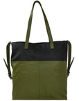 Olive And Black Two Tone Leather Tote Brix and Bailey Ethical Bag Brand