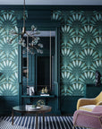 Frond Art Deco Wallpaper in Rich Jewel Tones