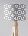 Grey and White Drum Lampshade, Victorian Tiles Design Shade for Table, Floor or Ceiling Pendant Light