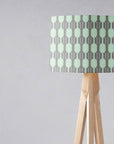 Grey and Mint Green Drum Lampshade, Geometric Design Shade for Table, Floor or Ceiling Pendant Light