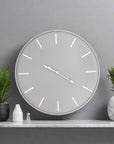 Large 80cm grey metal wall clock with minimalist design, perfect for modern or industrial decor by Sostter at brixbailey.com