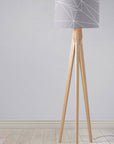 Grey Drum Lampshade, White Geometric Line Design Shade for Table, Floor or Ceiling Pendant Light