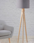 Grey Drum Lampshade, White Squares Geometric Design Shade for Table, Floor or Ceiling Pendant Light