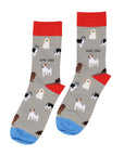 Grey Bamboo Socks with Dog Print