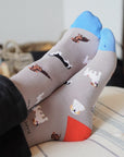 Grey Bamboo Socks with Dog Print