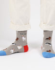 Grey Bamboo Socks with Dog Print