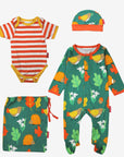 Premium Organic Baby Gift Set with Hedgehog Print Romper, Striped Bodysuit, Hat, and Bag - 100% GOTS Certified Cotton by Toby Tiger at brixbailey.com