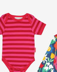 Luxury Bold Floral Baby Gift Set with Hat, Bodysuit, Romper, and Bag in Dark Blue - Organic Cotton and Stylish Prints by Toby Tiger at brixbailey.com