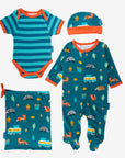 Luxury Autumn Campervan-Themed Organic Baby Gift Set with Hat, Onesie, and Tote Bag - Soft GOTS-Certified Cotton by Toby Tiger at brixbailey.com