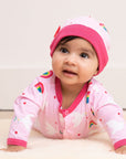 Premium organic baby gift set with hat, bodysuit, romper in soft certified cotton, stylish dove print and striped design by Toby Tiger at brixbailey.com