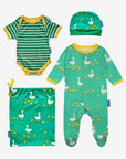 Premium Organic Baby Gift Set with Duck Print Pajamas, Hat, Muslin, and Striped Bodysuit – 100% Cotton Eco-Friendly Newborn Essentials by Toby Tiger at brixbailey.com