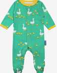 Premium Organic Baby Gift Set with Duck Design, Sleepsuit, Hat, Muslin, and Striped Bodysuit in Soft Eco-Friendly Cotton by Toby Tiger at brixbailey.com