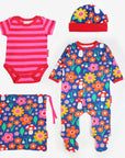 Premium Organic Baby Gift Set with Floral Print - Soft GOTS-Certified Cotton Hat, Bodysuit, Jacket, and Bag by Toby Tiger at brixbailey.com
