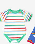 Premium Organic Cotton Baby Gift Set with Rainbow Print Hat, Onesie, and Romper - GOTS Certified Eco-Friendly Outfit by Toby Tiger at brixbailey.com