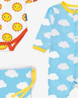 Premium Organic Cotton Baby Gift Set with Hat, Onesie and Romper in Cute Sun and Clouds Print by Toby Tiger at brixbailey.com