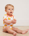 Premium Baby Gift Set with Hat, Romper, and Bodysuit in Soft GOTS-Certified Organic Cotton, Adorable Sun and Clouds Print by Toby Tiger at brixbailey.com