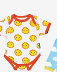 Premium Baby Gift Set with Hat, Romper and Bodysuit in Soft GOTS-Certified Organic Cotton, Adorable Sun and Clouds Print, Eco-Friendly Dye by Toby Tiger at brixbailey.com