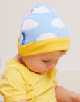 Premium Organic Cotton Baby Gift Set with Hat, Onesie and Romper in Adorable Sun and Clouds Print by Toby Tiger at brixbailey.com