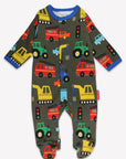 Premium Organic Cotton Baby Gift Set with Colorful Vehicle Print - Stretchy Pajamas, Bodysuit, and Hat by Toby Tiger at brixbailey.com