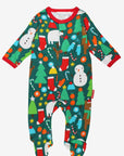 Baby Christmas gift set with bear print by Bio-Baumwoll featuring bodysuit, pajamas, and hat at www.brixbailey.com