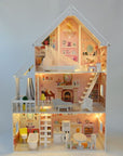 Wooden Dollhouse with LED Lights