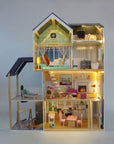 Wooden Dollhouse Crystal with LED Lighting