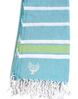 Luxury Hampton hammam towel, soft premium cotton, red white blue stripe, quick-drying, absorbent, handloomed in Turkey, 90x180cm by Wildash London at brixbailey.com