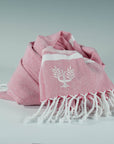 Luxury Hampton Hammam Towel, premium soft cotton, pink and white stripe, quick-drying, absorbent, handloomed in Turkey, 90x180cm by Wildash London at brixbailey.com