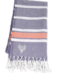 Luxury Hampton hammam towel, soft premium cotton, pink and orange stripe, quick-drying, absorbent, handloomed in Turkey, 90x180cm by Wildash London at brixbailey.com