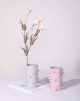 Handmade Morandi-color Pomponette Vase, Dotted Cylinder Centrepiece-2