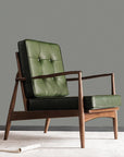 Classic C02 Armchair, Green Leather & Wood