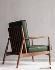 Classic C02 Armchair, Green Leather & Wood