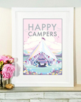 Happy Campers Vintage Travel Poster